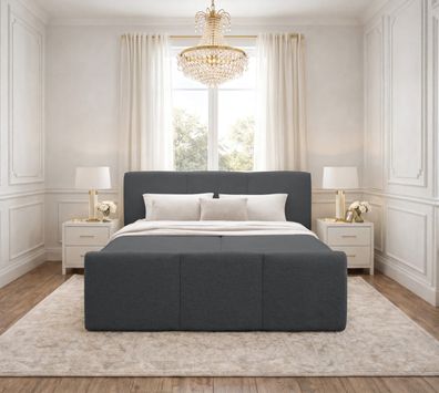 AX LIVING Boxspringbett Ankarra 140x200 cm Grau Bett mit Stauraum