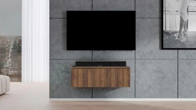 AX LIVING TV Board Loriano 100 cm - Hängendes Lowboard Nussbaum Warmia