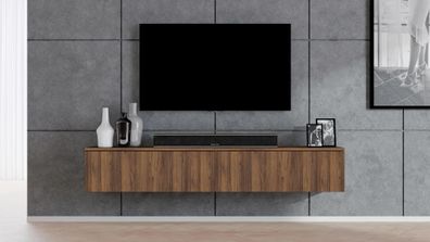 AX LIVING TV Board Loriano 200 cm - Hängendes Lowboard Nussbaum Warmia