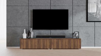 AX LIVING TV Board Loriano 200 cm - Lowboard stehend Nussbaum Warmia