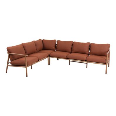Gartenecksofa Cavero - Aluminium Natur, Olefin-Bezug Terrakota (Gr. 268x206x63 cm)