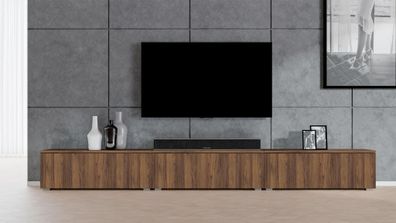 AX LIVING Lowboard TV modern Loriano 300 cm stehend Nussbaum Warmia