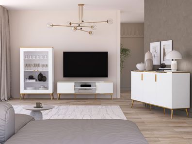 Modernes Wohnzimmer Komplett - Set A Breckenridge, mit Soft-Close Funktion, 3-te
