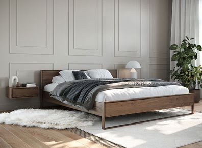 Schlafzimmer Komplett - Set B Amru, 3-teilig, in Eiche rauchig, massives Eichenh