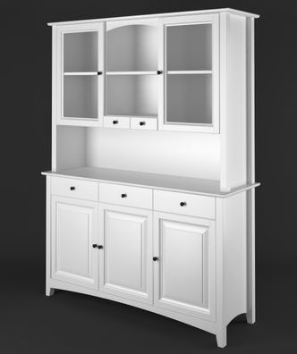 Vitrine Kiefer Vollholz massiv weiß Lagopus 115 - Abmessungen: 200 x 150 x 40 /