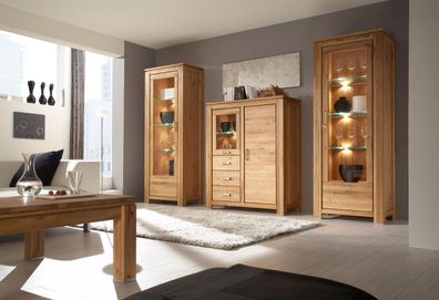 Wohnzimmer Komplett - Set B Balsa, 4-teilig, gewachst / geölt, Natur Eiche teilm