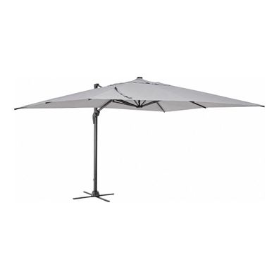 Sonnenschirm Vega aus Aluminium, quadratisch 3x3 m, hellgrau, 360° schwenkbar,