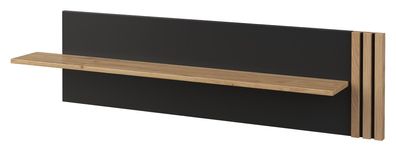 Hängeregal / Wandregal Slatina 20, Farbe: Eiche / Schwarz - Abmessungen: 36 x 14