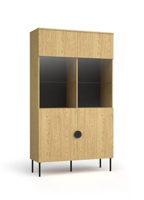 Vitrine mit viel Stauraum Amfipoli 01, zwei Glastüren, Farbe: Eiche Baltic, Grif