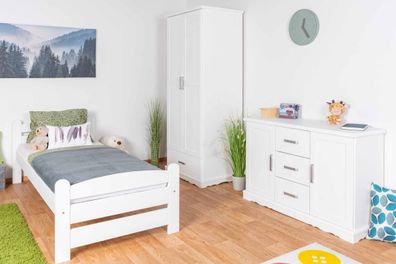 Kinderzimmer-Jugendzimmer im Landhausstil - Set A Bueto, 3-teilig, Weiß, Massiv