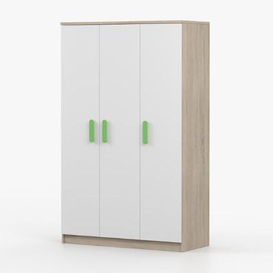 Kleiderschrank / Drehtürenschrank | 192 x 120 x 50 cm | Kleiderstange | Holzgrif
