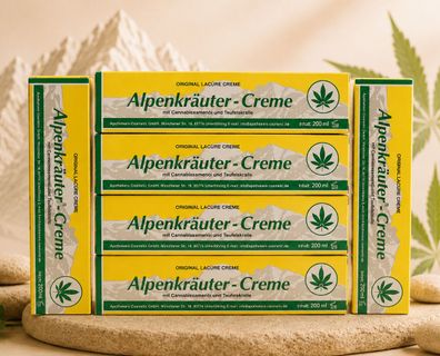 6x200ml Lacúre Alpenkräuter Creme mit Cannabissamenöl & Teufelskralle Massagecreme