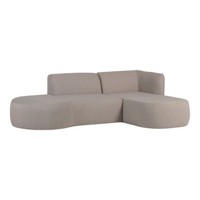 Gartenecksofa Chaiselongue Chios - Polyolefin-Stoff Beige, Rechts (Gr. 258x168x71 cm)
