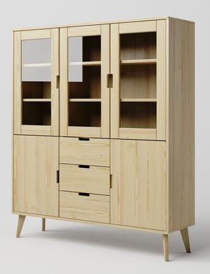 Vitrine Kiefer massiv natur Aurornis 27 - Abmessungen: 166 x 142 x 40 cm (H x B