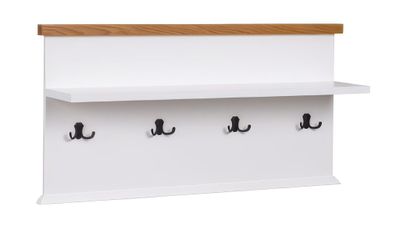 Garderobe mit Ablagefläche "Veternik" 03, Weiß / Eiche - 51 x 99 x 22 cm, mit na