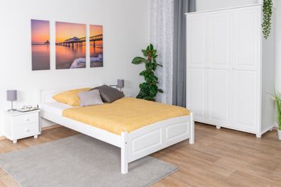 Schlafzimmer im Landhausstil Komplett - Set K Junco, 4-teilig, in Weiß, aus mass