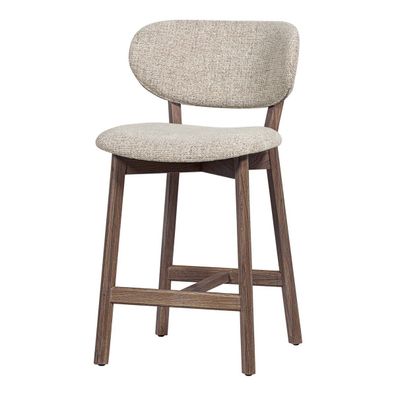 Barhocker Udar - Melange-Stoff Natur, Gestell Braun (Gr. 51x58x94 cm)