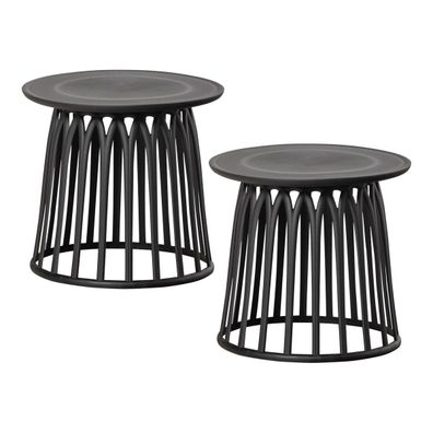 2er-Set Gartenbeistelltisch Boy - Kunststoff Schwarz, Ø 50 cm (Gr. 50x50x45 cm)