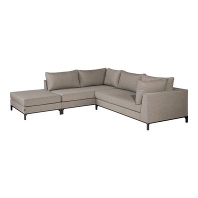 Gartenecksofa Sicilie - Aluminium & Outdoor-Stoff Taupe, Links (Gr. 262x246x60 cm)