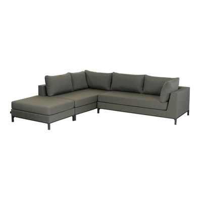 Gartenecksofa Sicilie - Aluminium & Outdoor-Stoff Grün, Links (Gr. 262x246x60 cm)