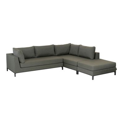 Gartenecksofa Sicilie - Aluminium & Outdoor-Stoff Grün, Rechts (Gr. 262x246x60 cm)