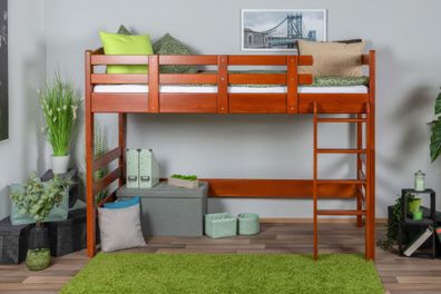 Hochbett 90 x 190 cm für Erwachsene, "Easy Premium Line" K22/n, Buche Massivholz