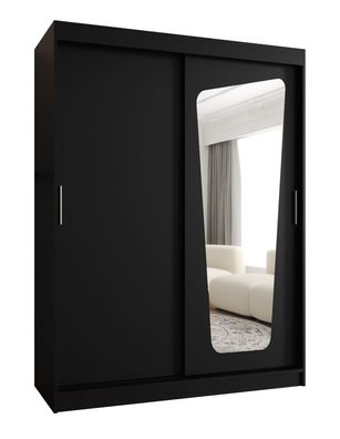 Schiebetürenschrank / Kleiderschrank Aletschhorn 11, Farbe: Schwarz, fünf Fächer