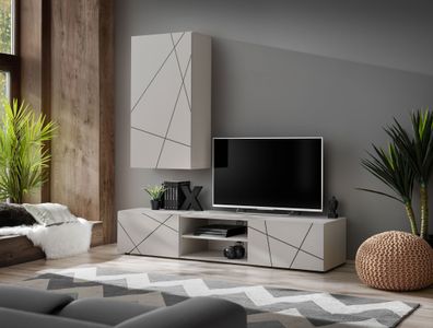 Wohnwand | Farbe: Kaschmir | Maße: 180 x 45 x 180 cm | 1 Schrank | 1 TV-Untersch