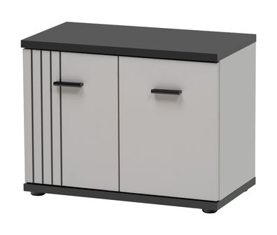 Schuhschrank | 2 Drehtüren | Farbe: Kaschmir / Schwarz | 2 Fächer | Maße: 60 x 3
