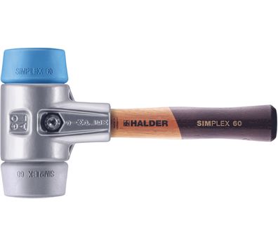 HALDER Simplex Schonhammer Ø 60 mm TPE-soft blau / TPE-mid grau kurzer Stiel mit
