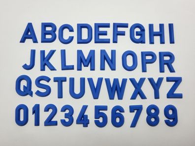 Modelzeichen Modellettern blau 25 mm Höhe und 3 mm Stärke konische Vorderseite