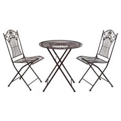 Moritz Bistroset 3-teilig klappbar Antik Braun Metall Vintage Garten Terrasse Balkon