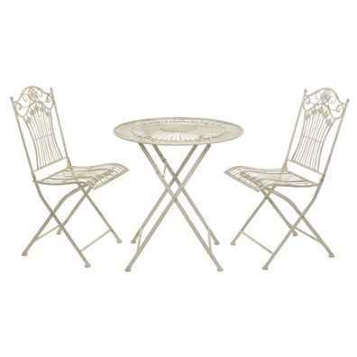 Moritz Bistroset 3-teilig klappbar Antik Weiß Metall Vintage Garten Terrasse Balkon