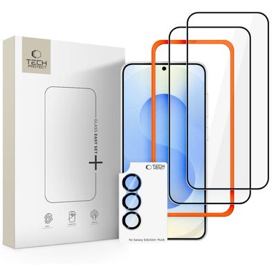 Tech-Protect Easy Set 3er-Pack Schutzglas für Samsung Galaxy S26 - schwarz Display
