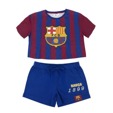 FC Barcelona Kinder Sommer Pyjama Kurz Baumwolle bequem Nachtwäsche