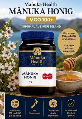 Manuka Honig MGO 100+ 1000g Original aus Neuseeland - Garantiert sicher
