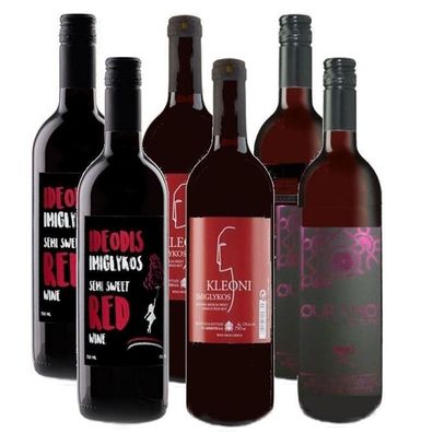 Imiglykos griechischer Rotwein halbsüß 6x 750ml Probierset Vaeni Lafkioti Soko