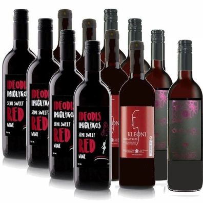 Imiglykos griechischer Rotwein halbsüß 12x 750ml Probierset Vaeni Lafkioti Soko
