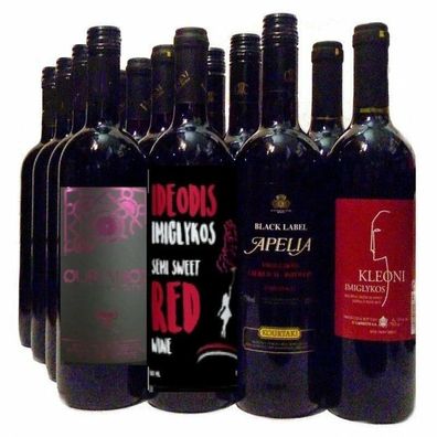 Imiglykos griechischer Rotwein halbsüß 16x 750ml Set 4 ausgesuchter Hersteller