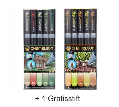 Chameleon Color Marker Set - Earth & Nature Tones. 10 + 1
