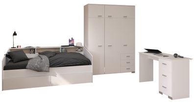 Kinderzimmer Set Parisot Sleep 4-tlg. Holzdekor Weiß/Eiche