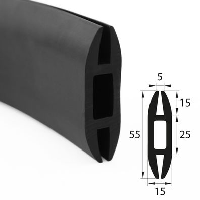 H5 - H-Profil EPDM schwarz Vollgummi H-Profil Dichtung Gummiprofil Dichtungsprofile H
