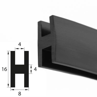 H6 - H-Profil EPDM schwarz Vollgummi H-Profil Dichtung Gummiprofil Dichtungsprofile H