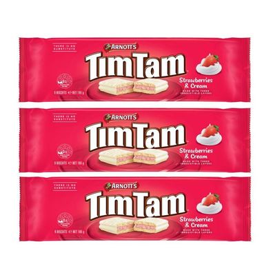 Tim Tam Strawberries & Cream Biscuits Triple Pack 3x165 g