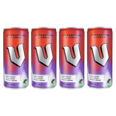 V Stawberries & Cream Energy Drink 4x250 ml