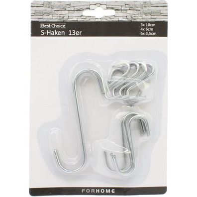 Haken S Form Edelstahl-Look 13er a. Karte 3 Größen