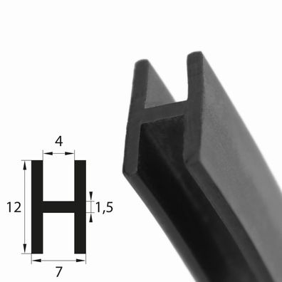H9 - H-Profil EPDM schwarz Vollgummi H-Profil Dichtung Gummiprofil Dichtungsprofile H