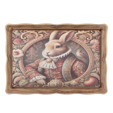 Clayre & Eef Tablett 31x22x2 cm Beige Kunststoff (Gr. 31x22x2 cm)