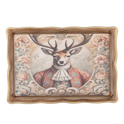 Clayre & Eef Tablett 31x22x2 cm Beige Kunststoff (Gr. 31x22x2 cm)