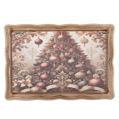 Clayre & Eef Tablett 31x22x2 cm Beige Kunststoff (Gr. 31x22x2 cm)